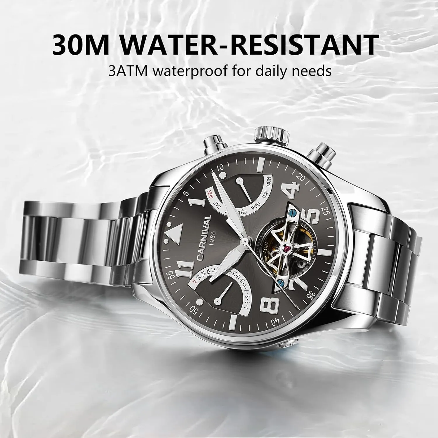 for Men dash figurative Sapphire Waterproof Calendar Luminous Fashion Tourbillon Mechanical Watch Automatic Watch 