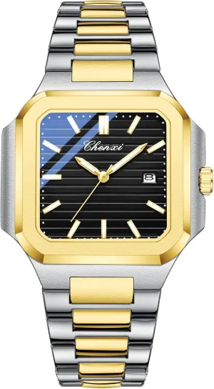 for Men FANMIS Men's Classics Square Quartz Watch Elegant Business Casual Waterproof Luminous Stainless Steel tectonics feature animate Watch Luxury Easy Reader Calendar Wristwatch 