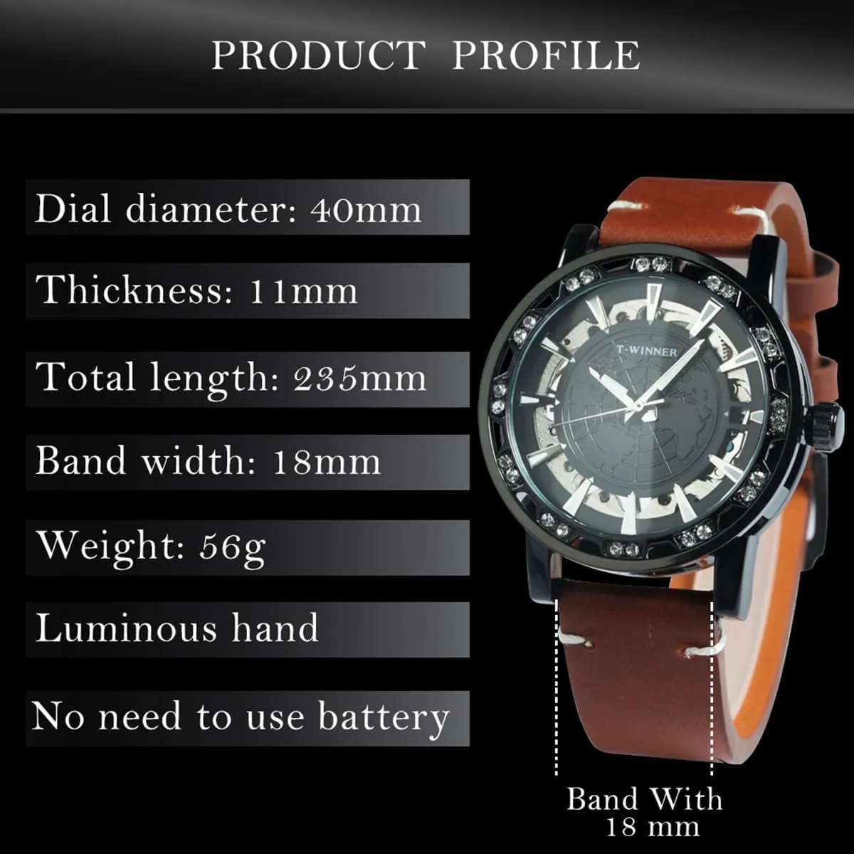 for Men Luminous Hands Leather Strap Gold Wristwatches Luxury Retro Mechanical Watches Classic Iced Out Skeleton skillfully genial Watch 