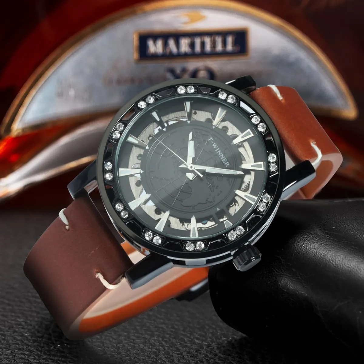 for Men Luminous Hands Leather Strap Gold Wristwatches Luxury Retro Mechanical Watches Classic Iced Out Skeleton skillfully genial Watch 