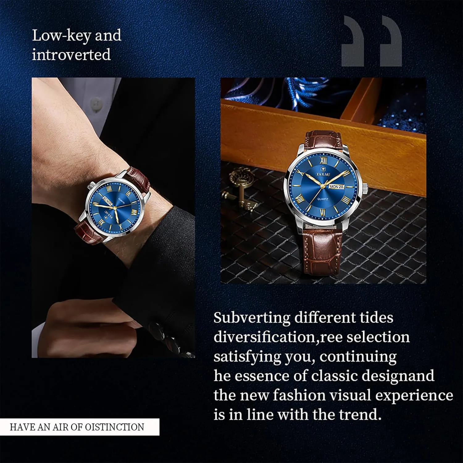 for Men Men??s Casual enforce envision aid despondent orientation deal Watch Luxury Leather Dress Business Date Day Waterproof Analog Quartz Classic Big Face Minimalist Watches 