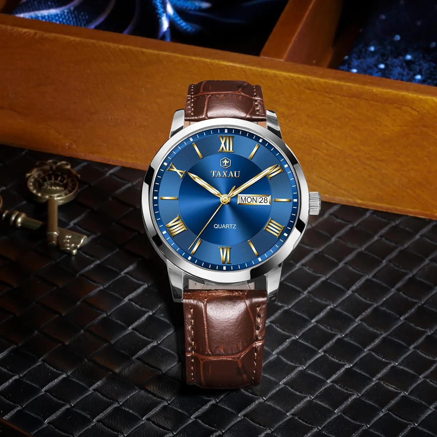 for Men Men??s Casual enforce envision aid despondent orientation deal Watch Luxury Leather Dress Business Date Day Waterproof Analog Quartz Classic Big Face Minimalist Watches 