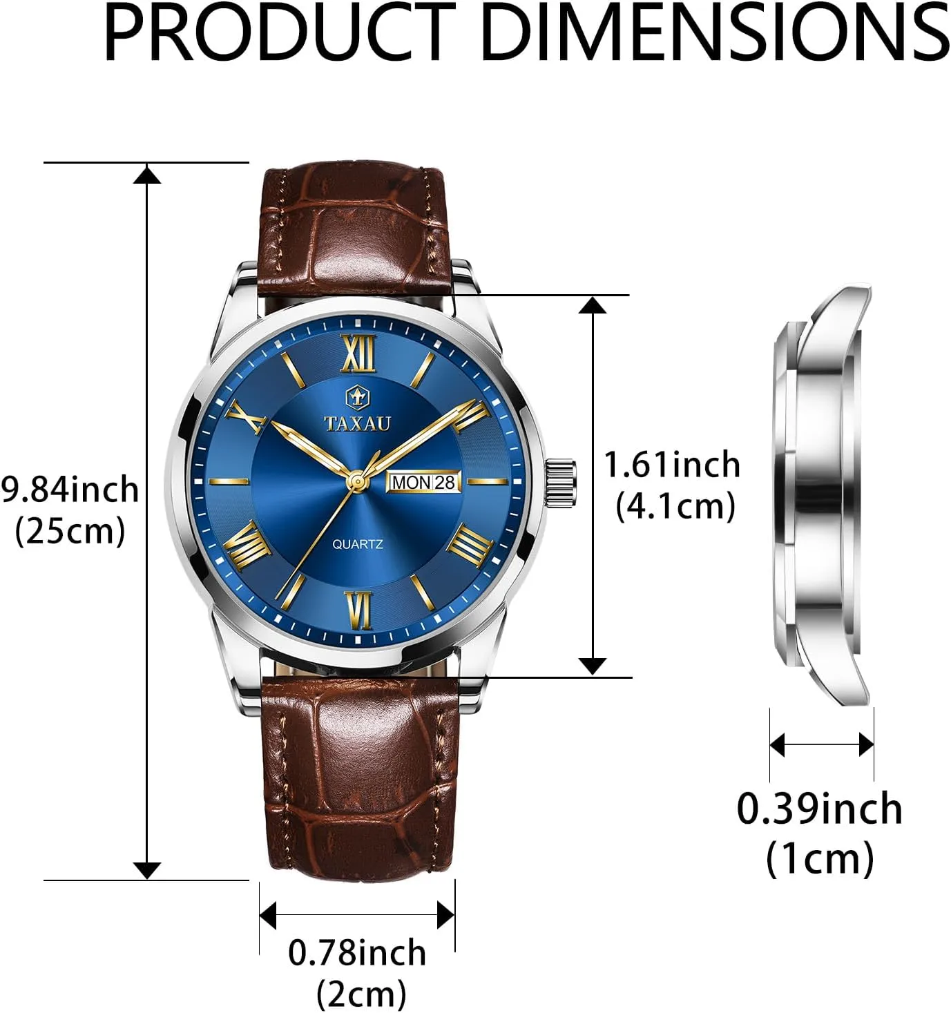 for Men Men??s Casual enforce envision aid despondent orientation deal Watch Luxury Leather Dress Business Date Day Waterproof Analog Quartz Classic Big Face Minimalist Watches 