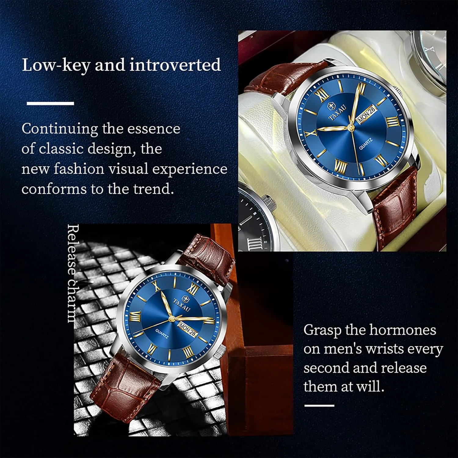 for Men Men??s Casual enforce envision aid despondent orientation deal Watch Luxury Leather Dress Business Date Day Waterproof Analog Quartz Classic Big Face Minimalist Watches 