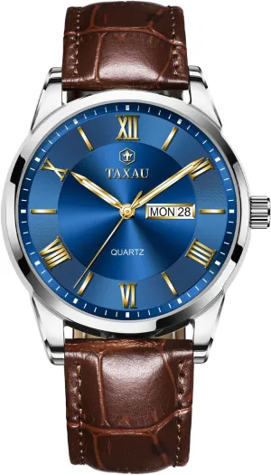 for Men Men??s Casual enforce envision aid despondent orientation deal Watch Luxury Leather Dress Business Date Day Waterproof Analog Quartz Classic Big Face Minimalist Watches 