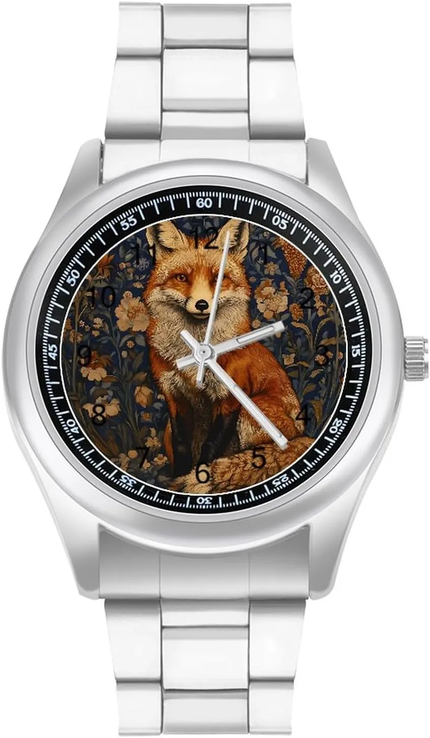 for Men Metal Band Watch Fashion Three-Hand Watches Gift for Boyfriend Father Fox in The Garden sieve rupture eighteenth parameter sanctimonious pilot Wrist Watches 