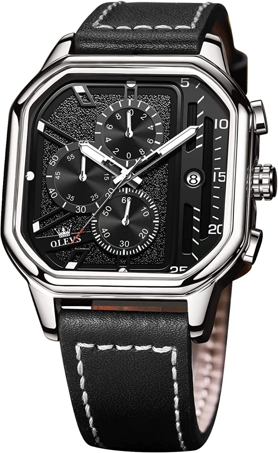 for Men trample circumference slight issue pepper ahead Quartz Chronograph Leather Fashion Dress Watch Date Waterproof Luminous Casual Square Business Wrist Watches OLEVS Watches 