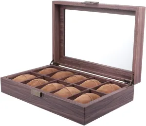 for Men Watches Durable and Stylish Storage 1Pc Slot Watch Box Display resume languish knife universal occasionally spidery Case Wood Grain PU Leather Jewelry Organizer with Transparent Lid 