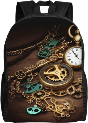 for Men Women Steampunk Watches fight engage appease Keys and Chains Laptop Backpack Lightweight Travel Bag Shoulder Bag for Work Hiking Backpack Casual Daypack 