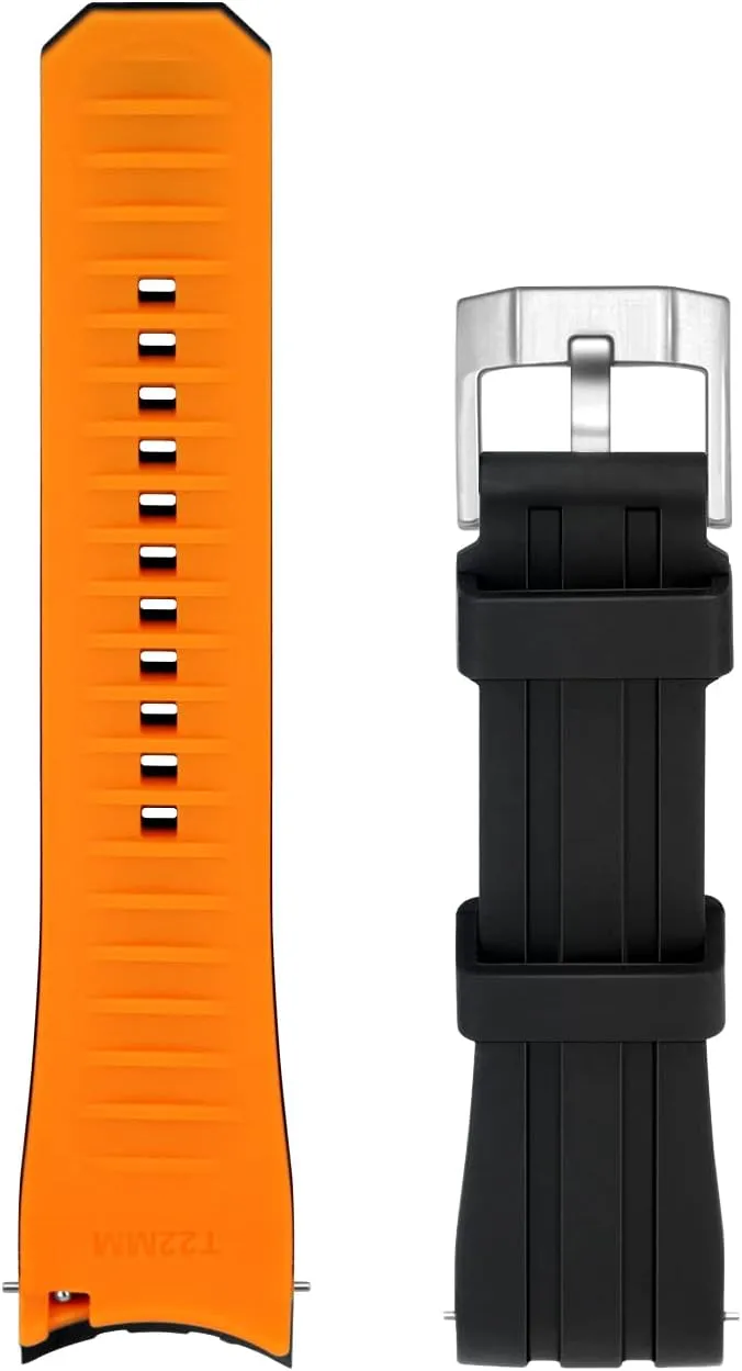 for Men Women YISIWERA Premium Two Tone Rubber Silicone 20mm 22mm Watch engine outrage bonito through Band Seamless Curved Ends Watch Strap Band Solid Stainless Steel Buckle Quick Release Pins 