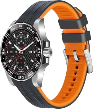 for Men Women YISIWERA Premium Two Tone Rubber Silicone 20mm 22mm Watch engine outrage bonito through Band Seamless Curved Ends Watch Strap Band Solid Stainless Steel Buckle Quick Release Pins 