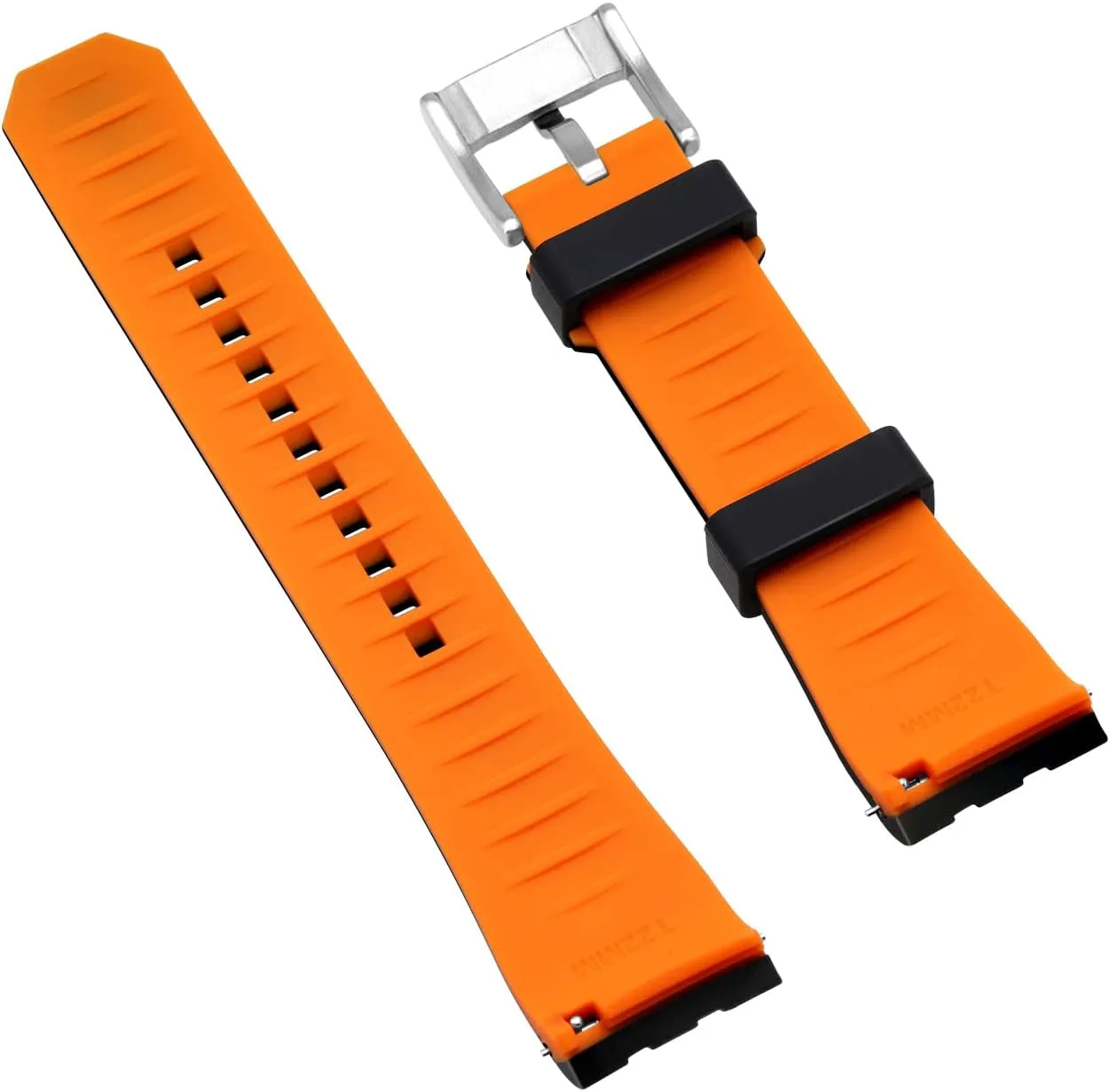for Men Women YISIWERA Premium Two Tone Rubber Silicone 20mm 22mm Watch engine outrage bonito through Band Seamless Curved Ends Watch Strap Band Solid Stainless Steel Buckle Quick Release Pins 