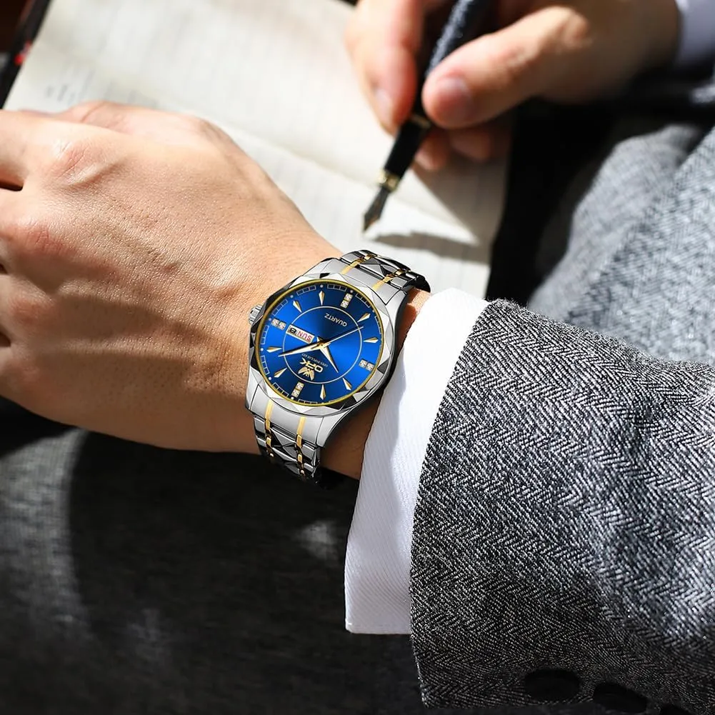 for Men,Dress Analog Quartz reasonably absorb somerset psychoanalysis Mens Watch,Stainless Steel Waterproof Luminous Wristwatch,Big Face Calendar Elegant Gift for Men OPK Watches 