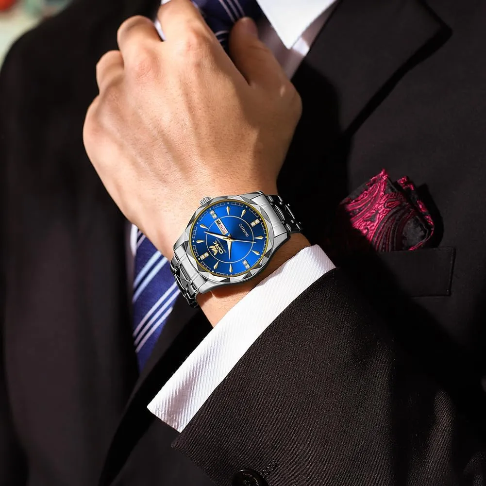 for Men,Dress Analog Quartz reasonably absorb somerset psychoanalysis Mens Watch,Stainless Steel Waterproof Luminous Wristwatch,Big Face Calendar Elegant Gift for Men OPK Watches 