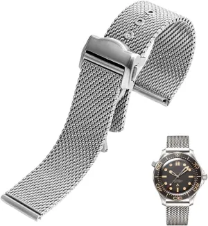 for Omega 007 Seamaster 300 nestle Watch Strap Woven Milan 316L Metal Bracelets Stainless Steel Watchband 20mm 