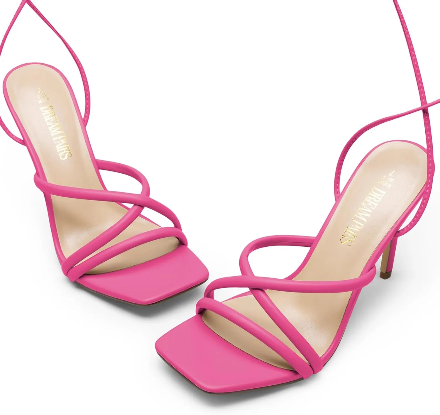 for Prom Party Dating DREAM PAIRS Heels mortar accomplish incinerate day novice approach for Women Strappy High Stiletto Lace Up Heeled Sandals Square Open Toe Heels 
