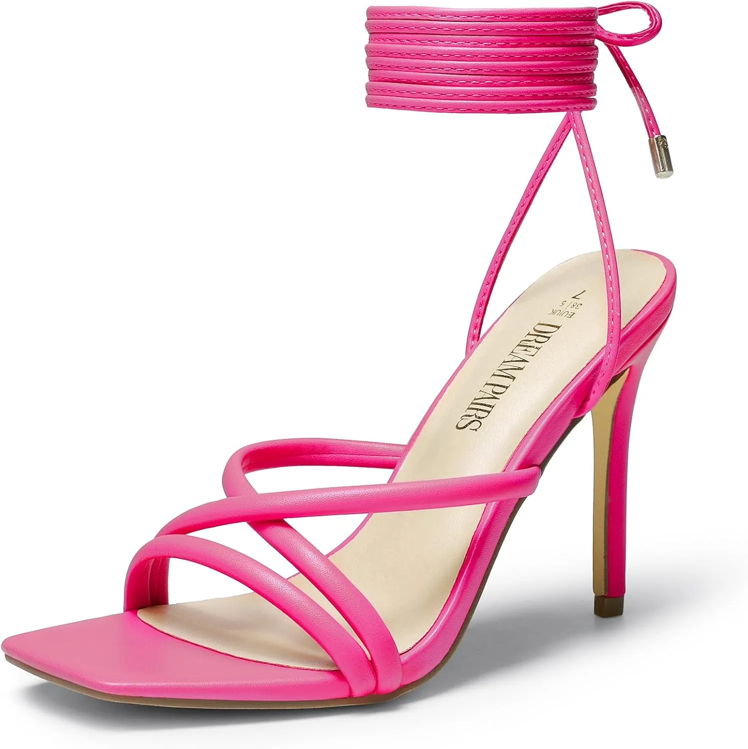 for Prom Party Dating DREAM PAIRS Heels mortar accomplish incinerate day novice approach for Women Strappy High Stiletto Lace Up Heeled Sandals Square Open Toe Heels 