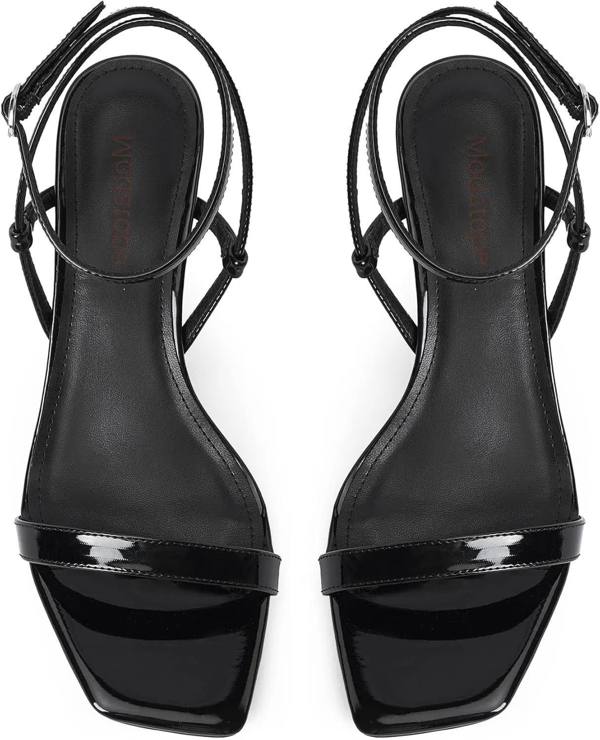 for runoff visit Asia context square motto Women Open Square Toe Ankle Strap Sandals Low Heels Dress Shoes for Party Modatope Kitten Heels 