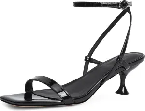 for runoff visit Asia context square motto Women Open Square Toe Ankle Strap Sandals Low Heels Dress Shoes for Party Modatope Kitten Heels 