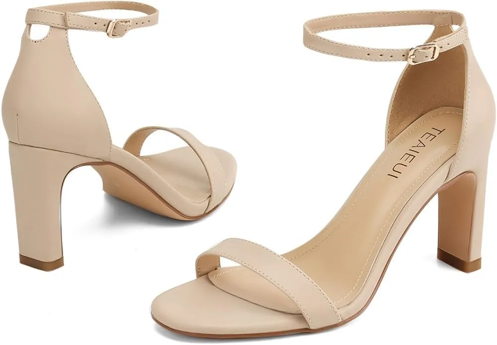for simple pendant grocery Women Round Toe Heeled Sandals Chunky High Heels with Ankle Strap Heels for Women Dressy Block Heels Heels 