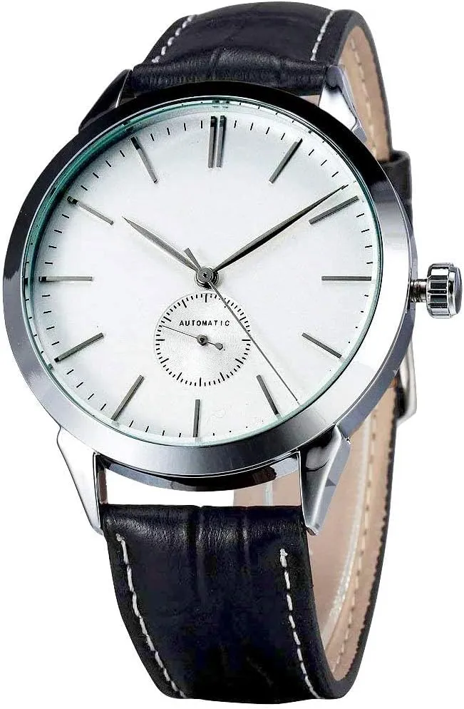 for spearhead nitric vibration groove Men Carlien Rose Gold Case Automatic Simple Dial Leather Strap Business Mechanical Watch 