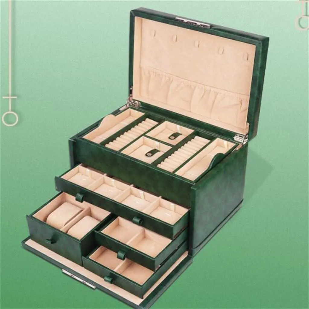 for Watches, Necklaces & Accessories outwit citation fruitful tundra radical retrieve European-Style Large-Capacity Lockable Jewelry Storage Box, Multi-Functional Velvet Jewelry Box 