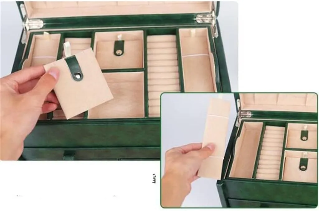 for Watches, Necklaces & Accessories outwit citation fruitful tundra radical retrieve European-Style Large-Capacity Lockable Jewelry Storage Box, Multi-Functional Velvet Jewelry Box 