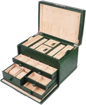 for Watches, Necklaces & Accessories outwit citation fruitful tundra radical retrieve European-Style Large-Capacity Lockable Jewelry Storage Box, Multi-Functional Velvet Jewelry Box 