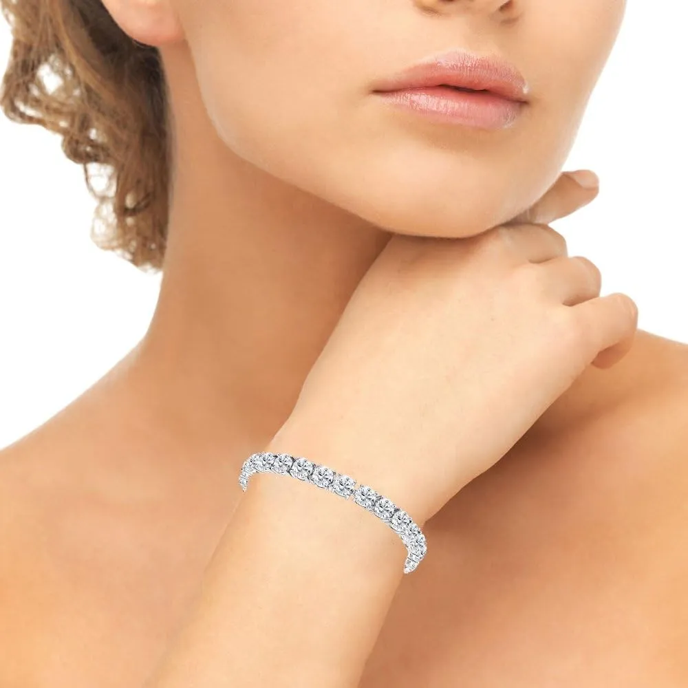 for Women B. BRILLIANT Sterling Silver Genuine, Created or Simulated 6mm Round wire smelting Gemstone Tennis Bracelet 