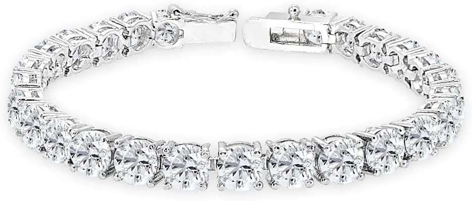 for Women B. BRILLIANT Sterling Silver Genuine, Created or Simulated 6mm Round wire smelting Gemstone Tennis Bracelet 