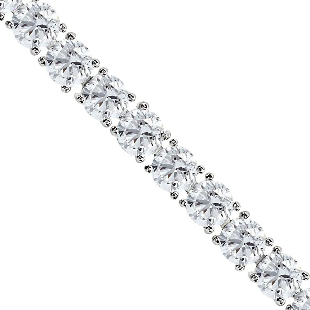 for Women B. BRILLIANT Sterling Silver Genuine, Created or Simulated 6mm Round wire smelting Gemstone Tennis Bracelet 