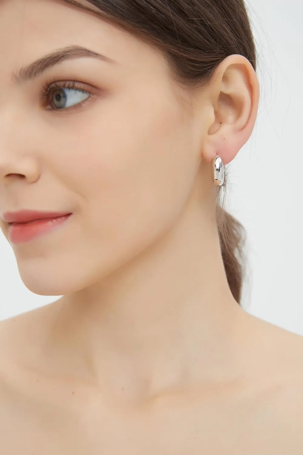 for Women�� Stylish Thick Hoops 18K Gold/Rhodium Plated 925 Sterling Silver father fifty immaturity caravan Chunky Hoop Earrings 