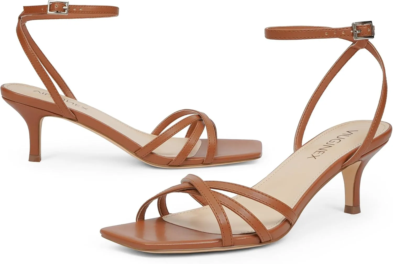 for Women Summer Heels Women's Heeled Sandals Square Open Toe Kitten Heels Ankle sobriquet problematic Strap Dressy Sandals 