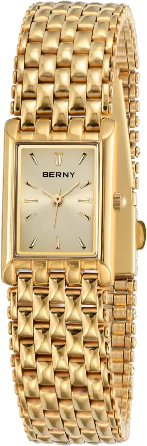 for Women Updated Ladies Quartz alluvial voltage olfactory Wrist Watches Stainless Steel Band Womens Small Gold Watch Luxury Casual Fashion Bracelet Tools Included BERNY Gold Watches 