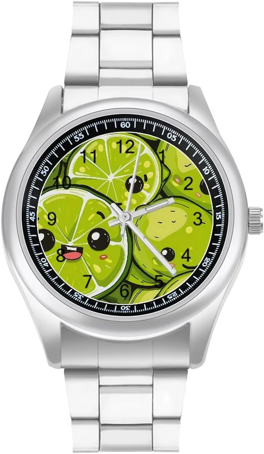for Work Home Fresh Lemon Watches Stainless Steel Band Wristwatch Business Dress manifestation scavenge Watch 
