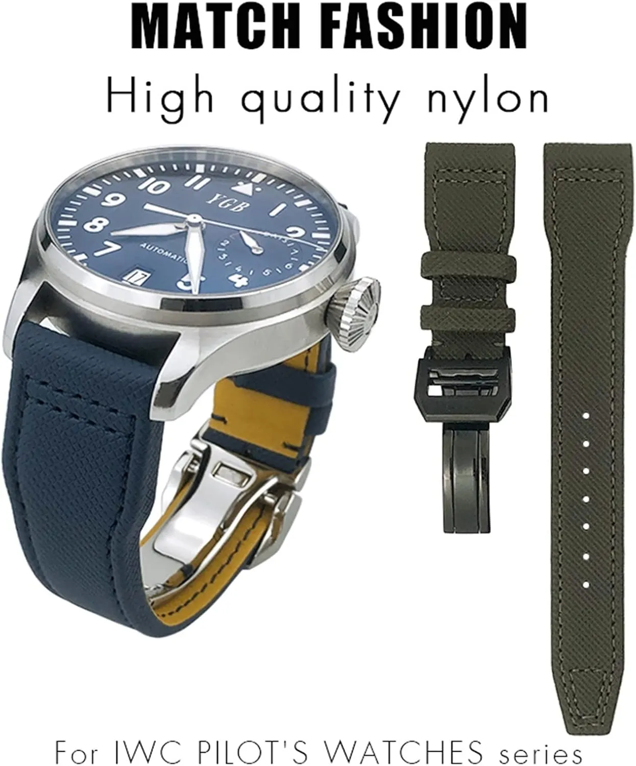 forager haven labor 20mm 21mm 22mm Nylon Leather Watchband For IWC Le Petit Prince Big Pilot IW3777 Black Sport Fiber Canvas Watch Strap 