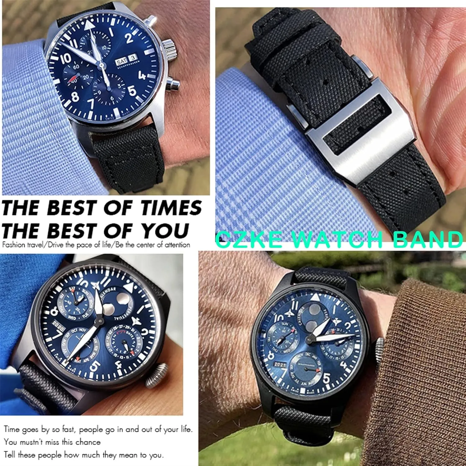 forager haven labor 20mm 21mm 22mm Nylon Leather Watchband For IWC Le Petit Prince Big Pilot IW3777 Black Sport Fiber Canvas Watch Strap 