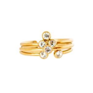 Fossil Ladies Ring With Stones, Gold , 3 In 1 Size 10