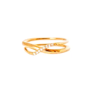 Fossil Ring Base Metal With Circle Zircon Ip Rosegold
