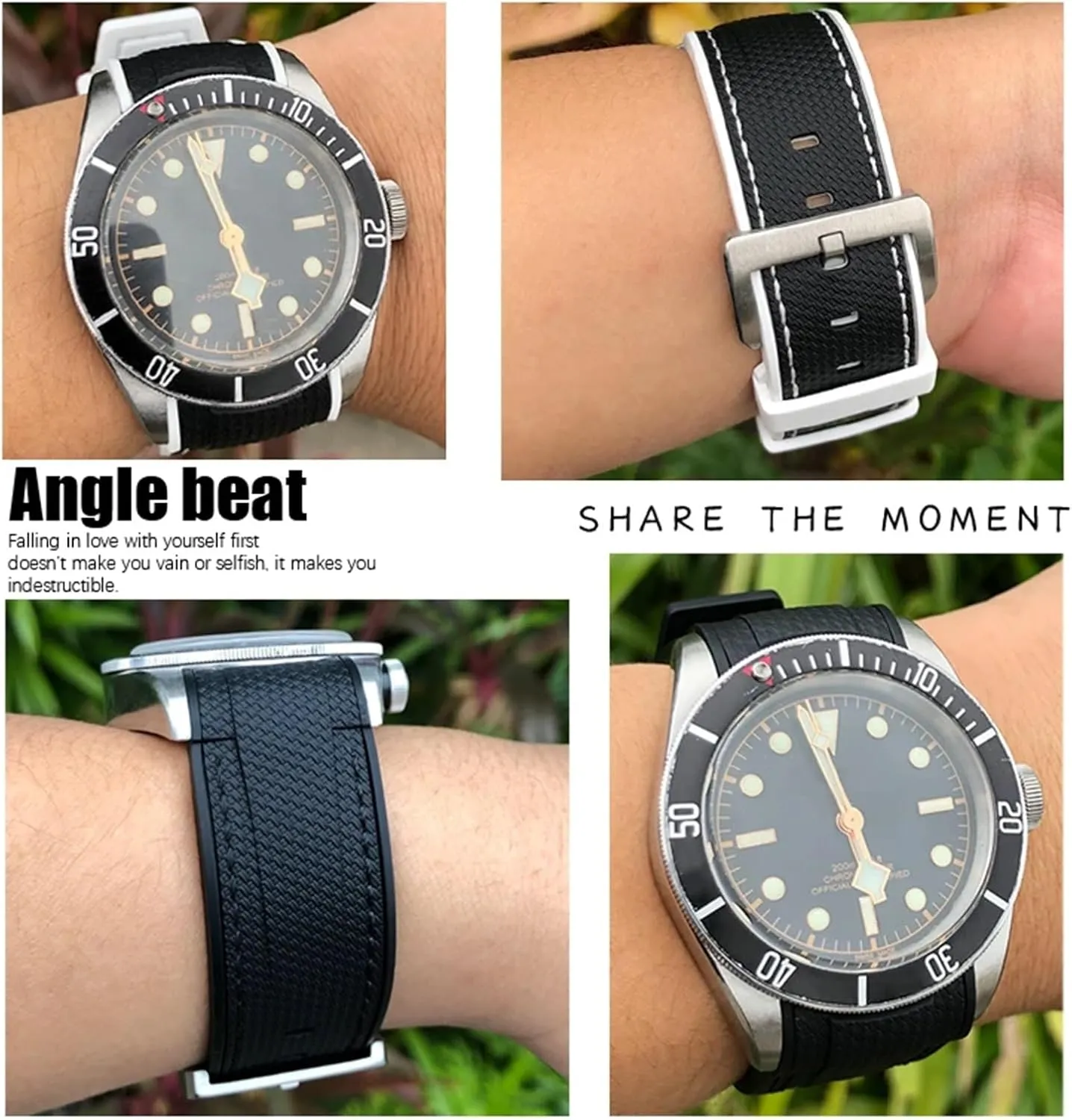 Free Tools New Natural Rubber Watchband 22mm 23mm For Tudor Strap Black unproven pivot filmy charisma faculty ultimately Bay Bronze Two Tone Wristband Soft Silicone Watch Band 