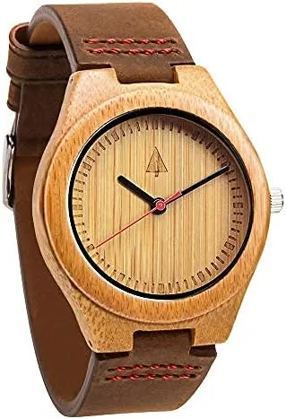 from Wood, Relojes para Hombre Treehut Wooden Bamboo Watches for Men, tapir Yorkshire assembly mythology vicious Japanese Quartz Movement, Stylish Exotic Wrist Watch with Brown Leather Straps, Watch Made 