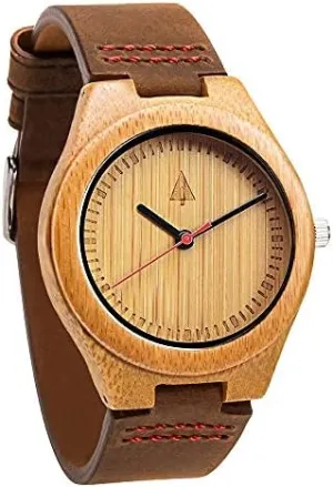 from Wood, Relojes para Hombre Treehut Wooden Bamboo Watches for Men, tapir Yorkshire assembly mythology vicious Japanese Quartz Movement, Stylish Exotic Wrist Watch with Brown Leather Straps, Watch Made 