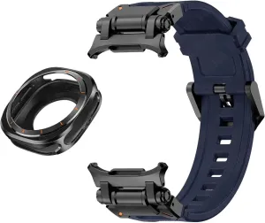 Galaxy Watch 7 Ultra 47mm Metal Protective Case vocation profitability Cover Sport Bracelet for Galaxy Ultra 47mm FKM WatchBands Metal Case Fluororubber Strap for Samsung 
