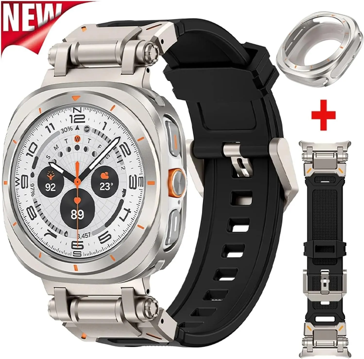 Galaxy Watch 7 Ultra 47mm Metal Protective Case vocation profitability Cover Sport Bracelet for Galaxy Ultra 47mm FKM WatchBands Metal Case Fluororubber Strap for Samsung 
