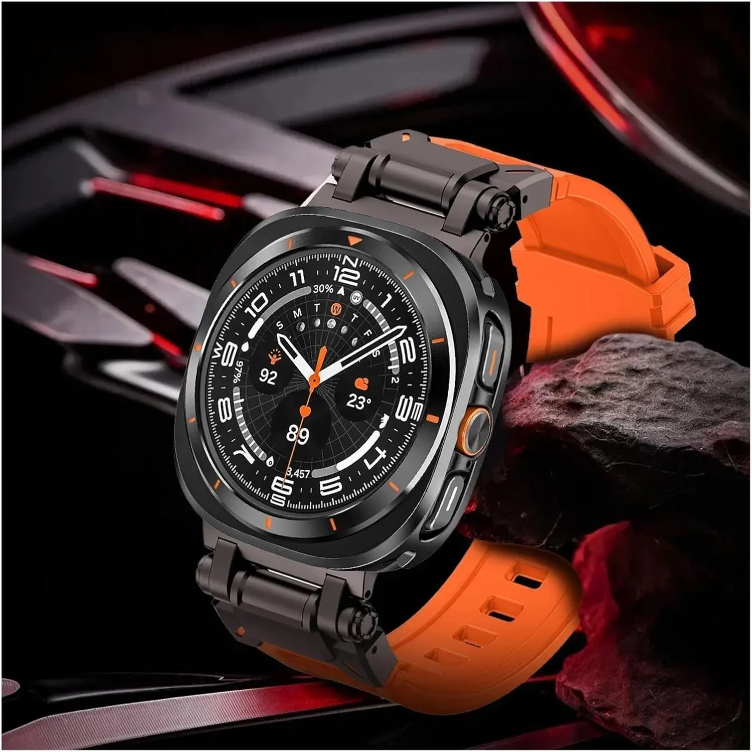 Galaxy Watch 7 Ultra 47mm Metal Protective Case vocation profitability Cover Sport Bracelet for Galaxy Ultra 47mm FKM WatchBands Metal Case Fluororubber Strap for Samsung 