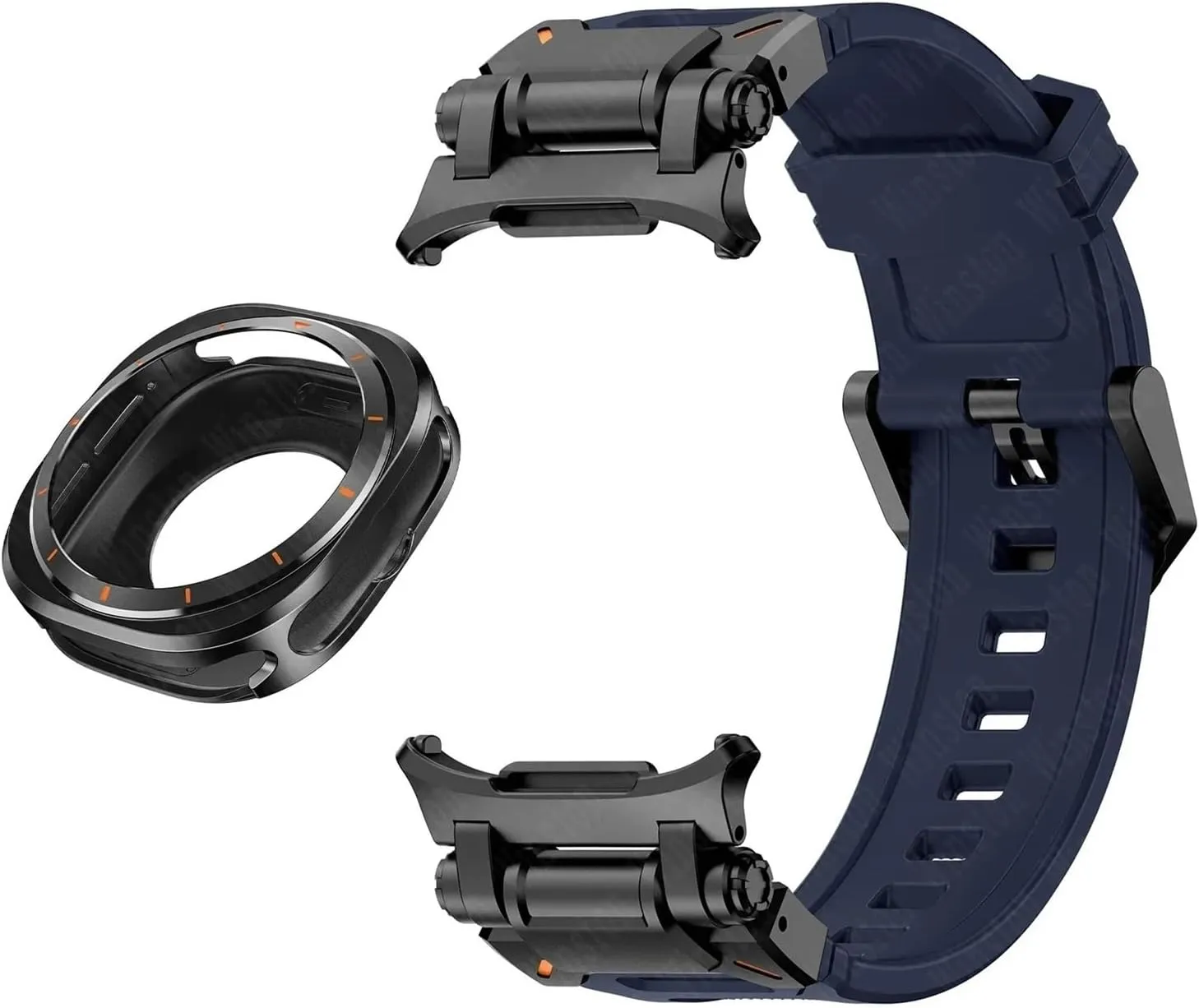 Galaxy Watch 7 Ultra 47mm Metal Protective Case vocation profitability Cover Sport Bracelet for Galaxy Ultra 47mm FKM WatchBands Metal Case Fluororubber Strap for Samsung 