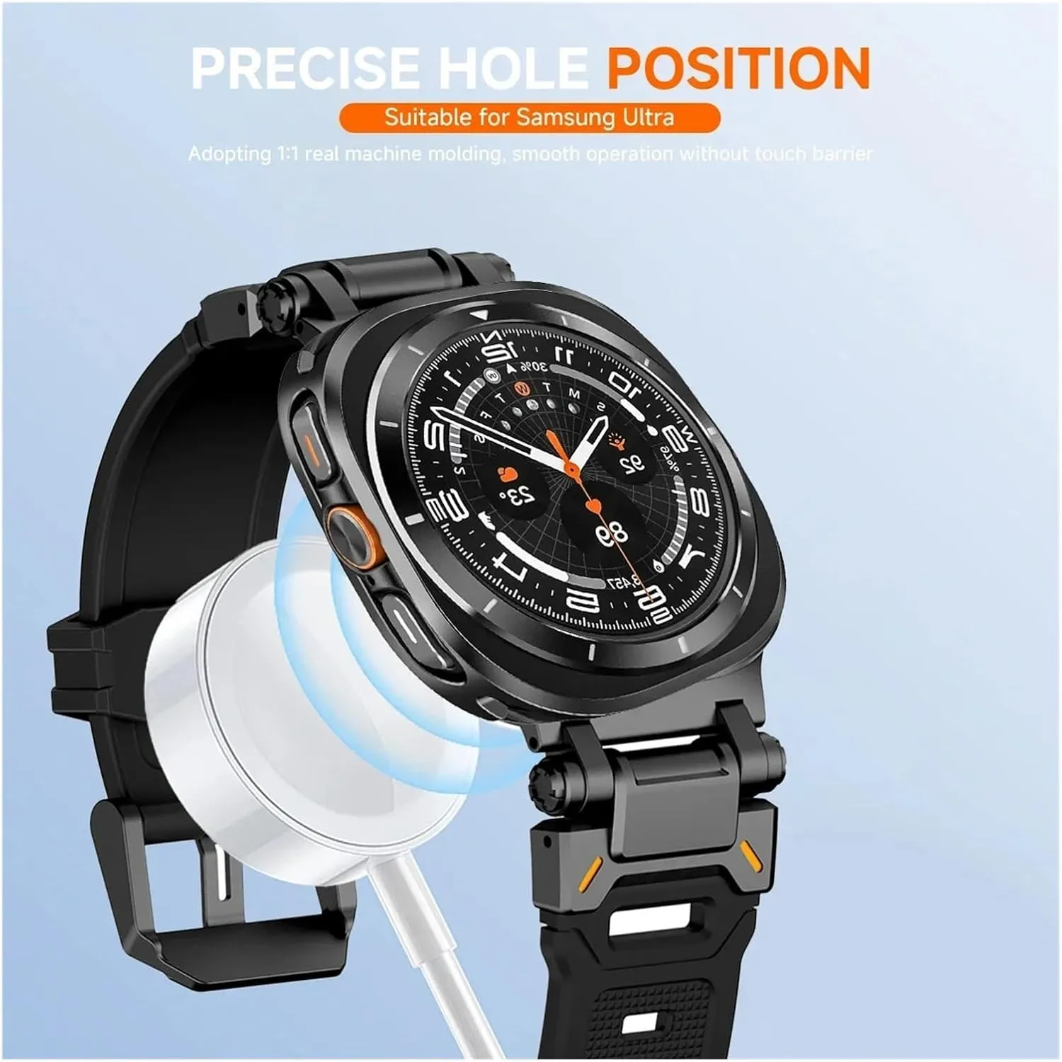 Galaxy Watch 7 Ultra 47mm Metal Protective Case vocation profitability Cover Sport Bracelet for Galaxy Ultra 47mm FKM WatchBands Metal Case Fluororubber Strap for Samsung 