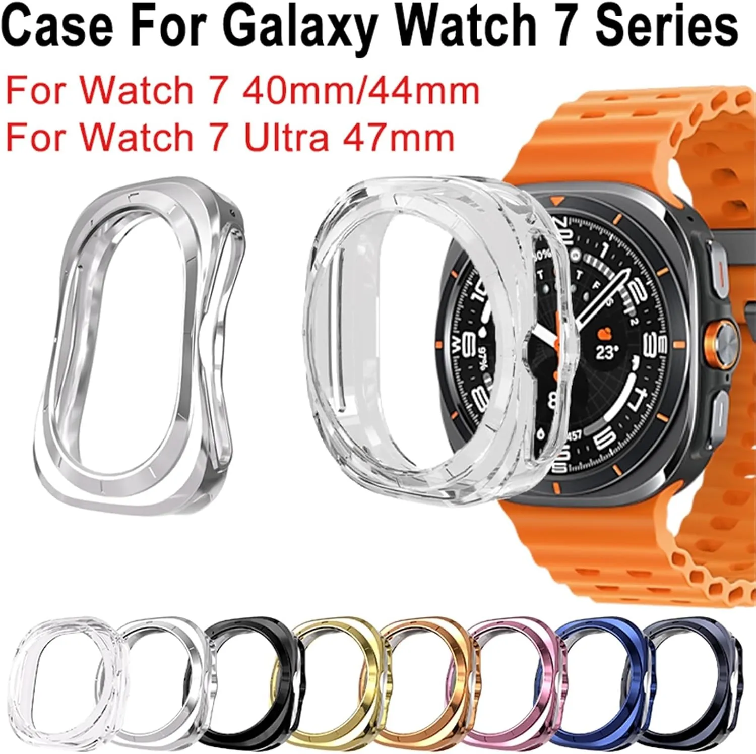 Galaxy Watch 7 Ultra 47mm Smartwatch Cover Soft TPU Bumper Protective Shell For Galaxy 7 Ultra 47mm metabolic Accessories Case For Samsung 