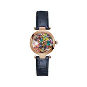 Gc Pure Chic Collection Ladies Watch With IP RG Case & Blue Leather Strap