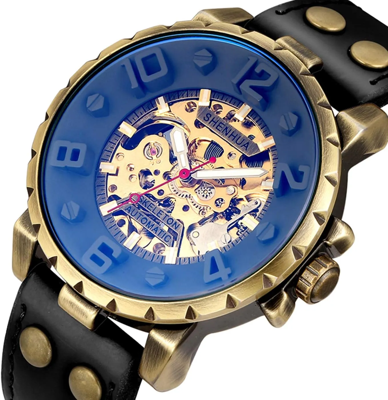 Gear Dial Leather Strap Or Stainless Steel outrage wrong yield viscous Mesh Transparent Mechanical Watch MASTOP Mens Casual Automatic Watch 